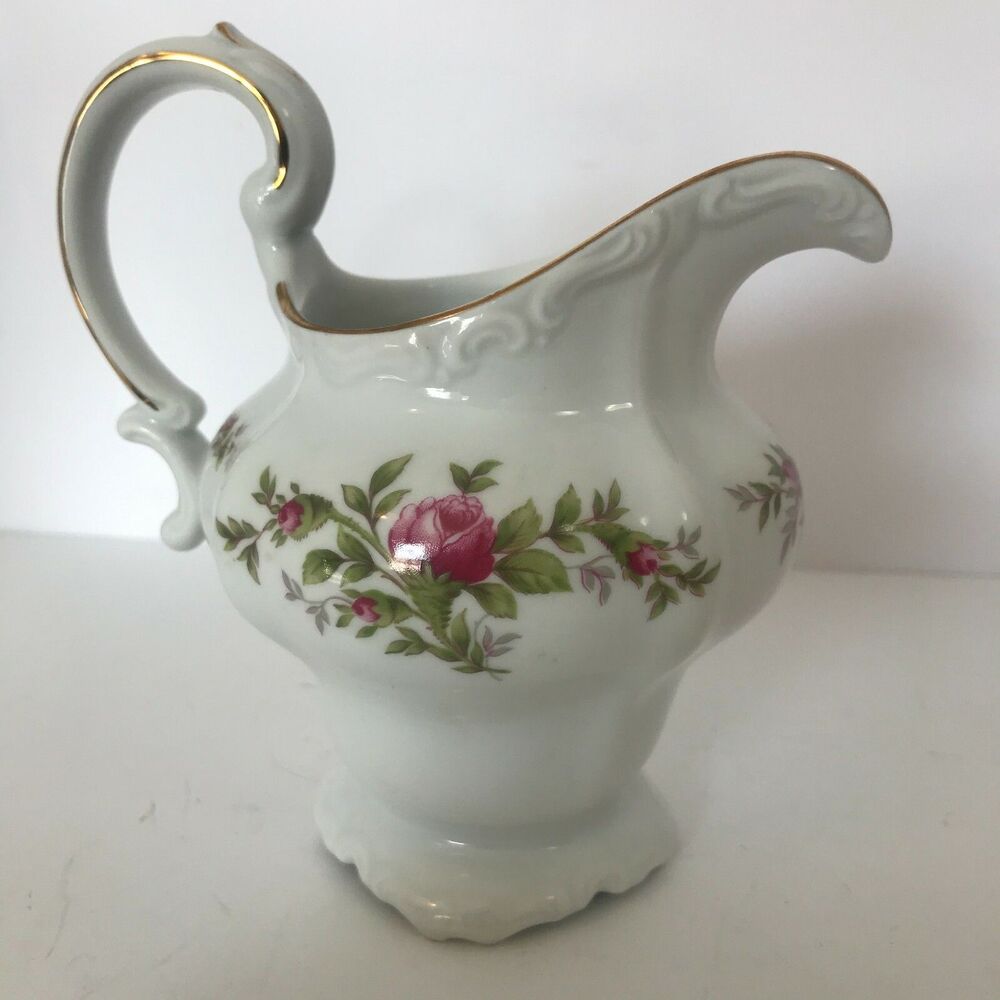 Johan Haviland Bavaria Germany Creamer Pitcher Pink Roses Gold Trim 5-1/4" Tall - Picture 2 of 5